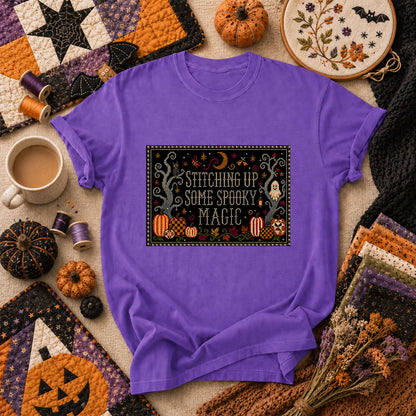 Stitching Up Some Spooky Magic T-Shirt - Heather Team Purple