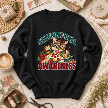Stitchuational Awareness Cat Detective Long Sleeve - Black