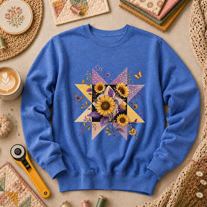 Sunflower Quilt Star Long Sleeve - Heather True Royal