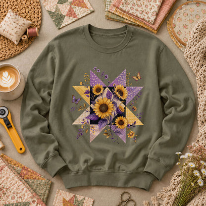 Sunflower Quilt Star Long Sleeve - Military Green