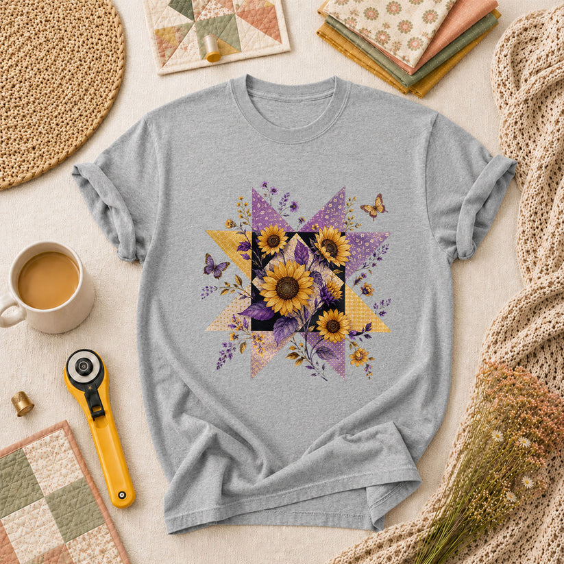 Sunflower Quilt Star T-Shirt - Athletic Heather