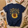 Sunflower With Butterflies Patchwork T-Shirt