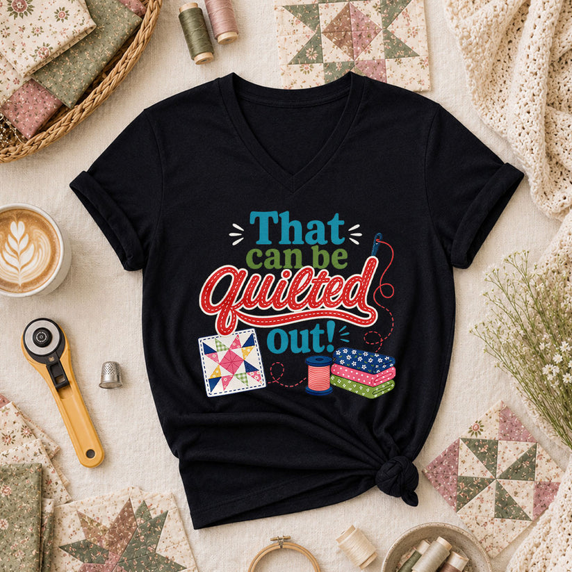 That Can Be Quilted Out Women's V-Neck - Black