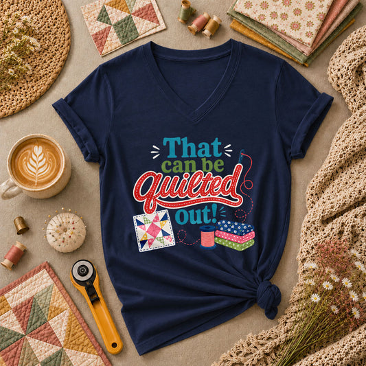 That Can Be Quilted Out Women's V-Neck - Navy