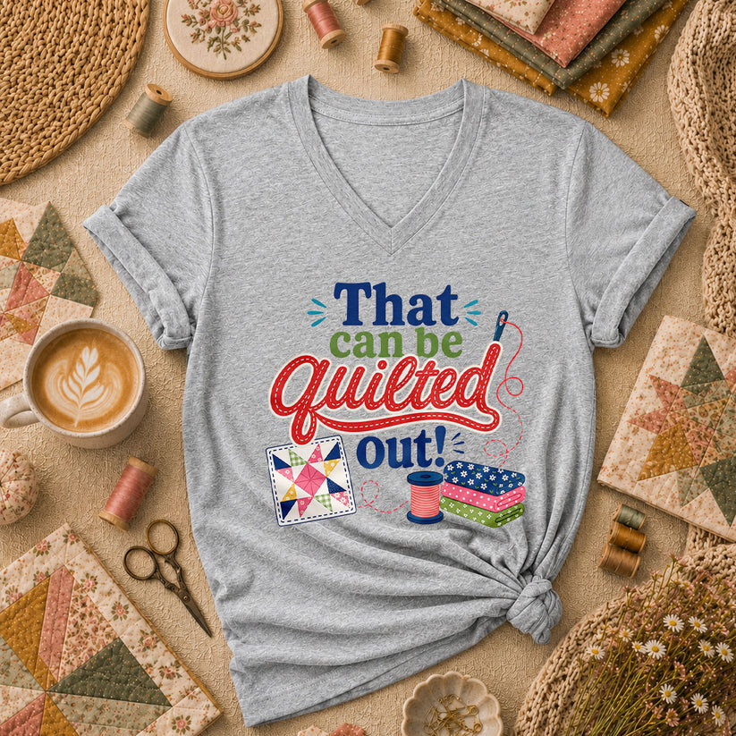 That Can Be Quilted Out Women's V-Neck - Sport Grey