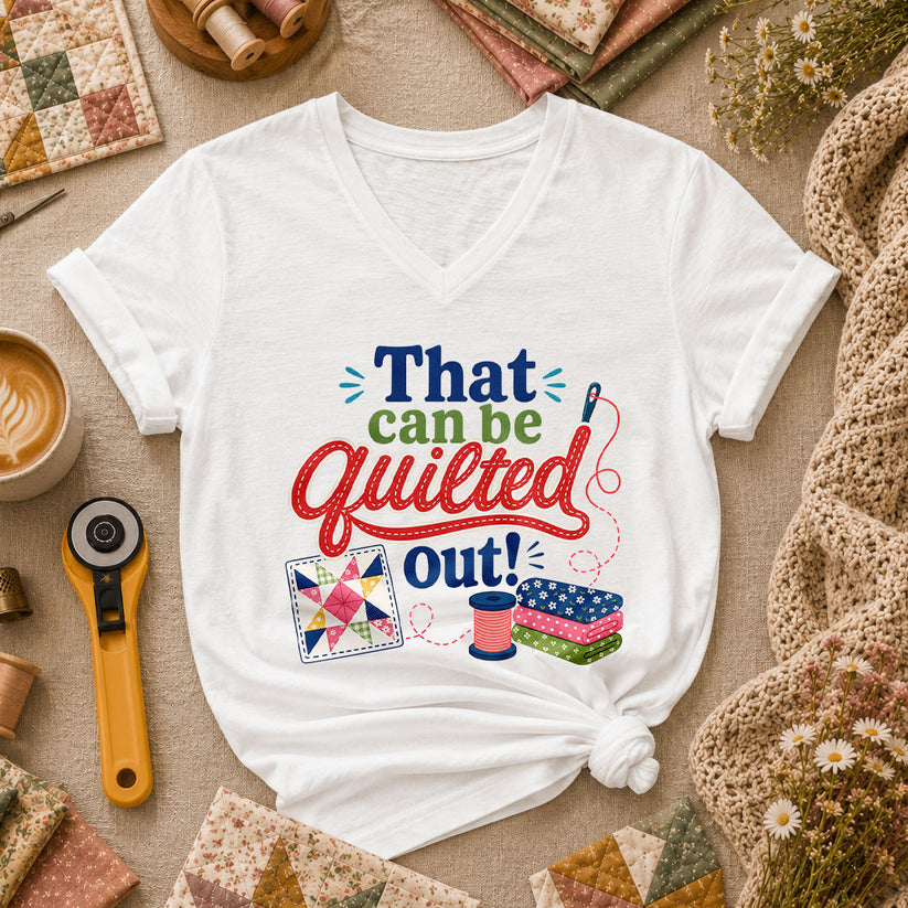 That Can Be Quilted Out Women's V-Neck - White
