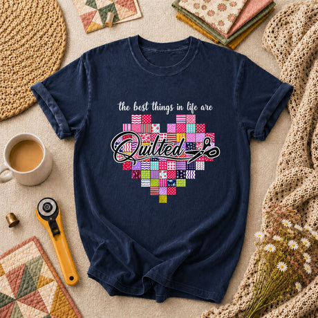 The Best Things In Life Are Quilted Patchwork Heart T-Shirt