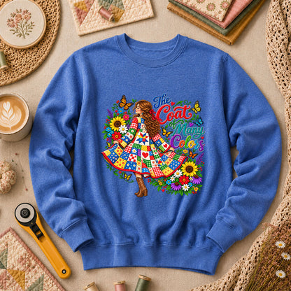 The Coat Of Many Colors Patchwork Long Sleeve - Heather True Royal