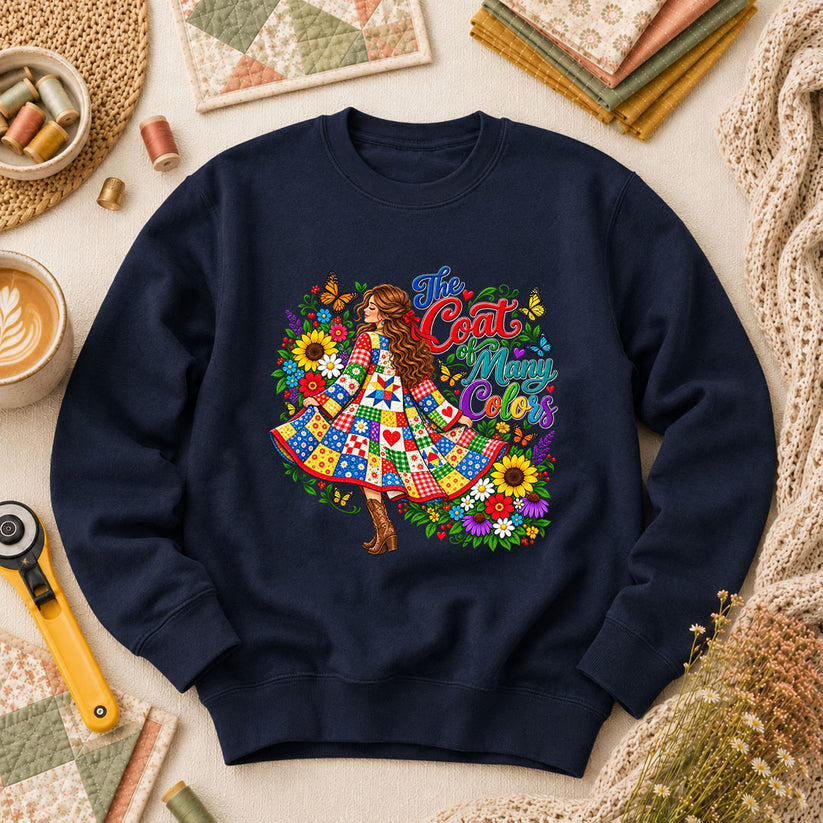 The Coat Of Many Colors Patchwork Long Sleeve - Navy