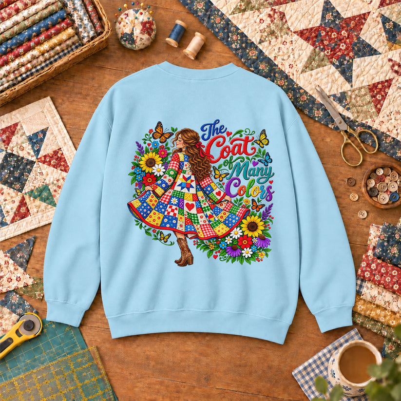 The Coat Of Many Colors Patchwork Sweatshirt - Light Blue
