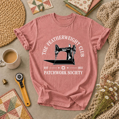 The Featherweight Club Patchwork Society 1933 T-Shirt - Heather Mauve