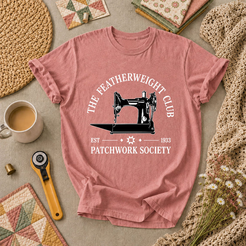 The Featherweight Club Patchwork Society 1933 T-Shirt - Heather Mauve