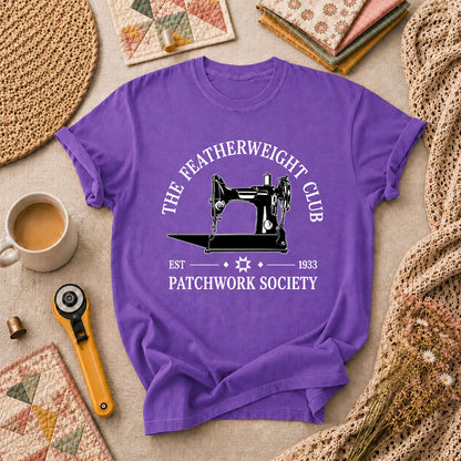 The Featherweight Club Patchwork Society 1933 T-Shirt - Heather Team Purple