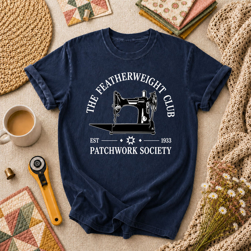 The Featherweight Club Patchwork Society 1933 T-Shirt - Navy