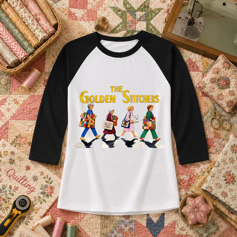 The Golden Stitchers Abbey Road Quilting Grannies Raglan Sleeve - Black