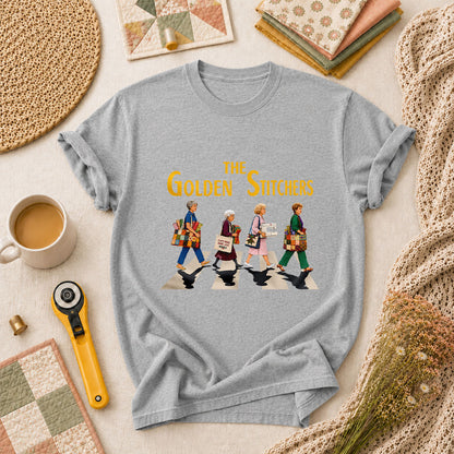 The Golden Stitchers Abbey Road Quilting Grannies T-Shirt - Athletic Heather