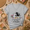 The Horrors Persist But I Have My Little Crafts Cat Women's V-Neck