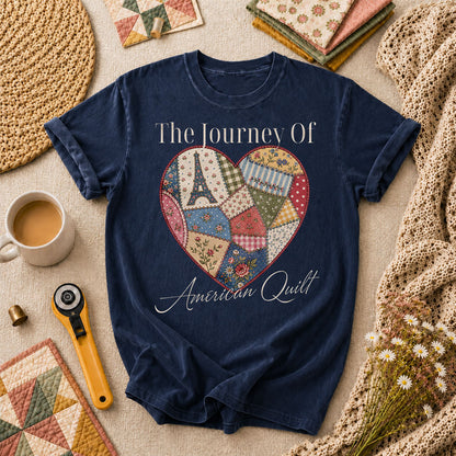 The Journey Of American Quilt T-Shirt - Navy