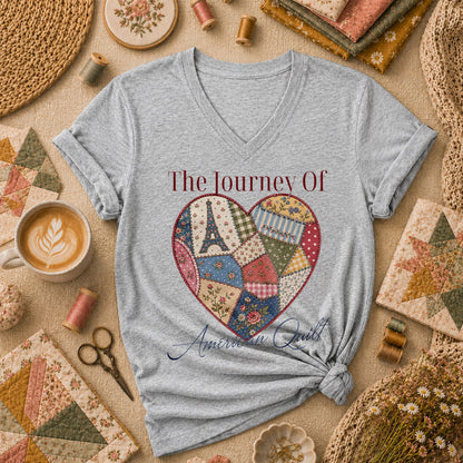 The Journey Of American Quilt Women's V-Neck - Sport Grey
