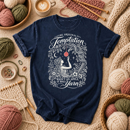 The Original Temptation Wasn't An Apple It Was Yarn T-Shirt - Navy
