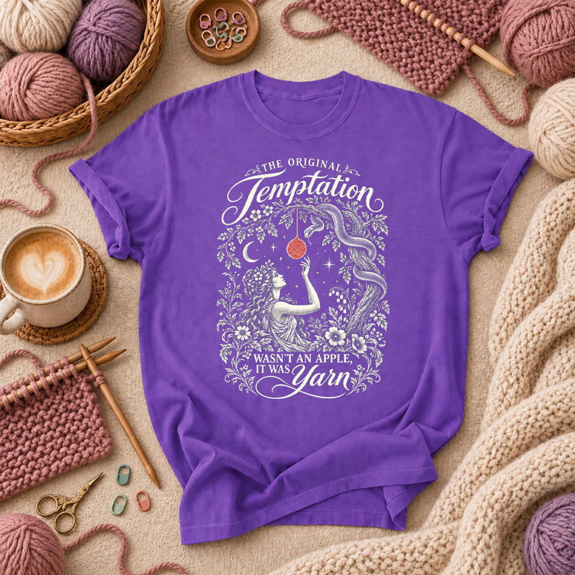 The Original Temptation Wasn't An Apple It Was Yarn T-Shirt - Purple