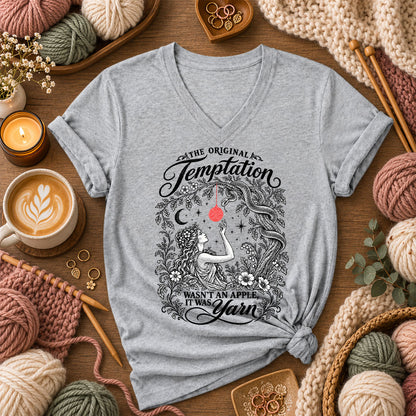 The Original Temptation Wasn't An Apple It Was Yarn Women's V-Neck - Athletic Heather