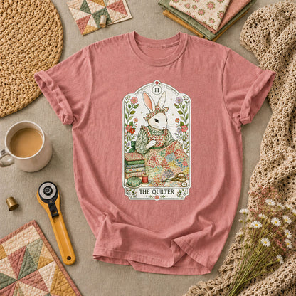 The Quilter Tarot Card Bunny Quilting Vintage T-Shirt - Heather Mauve