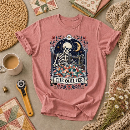 The Quilter Tarot Card Skeleton Sewing T-Shirt - Heather Mauve