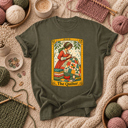 The Quilter Tarot Card T-Shirt - Military Green