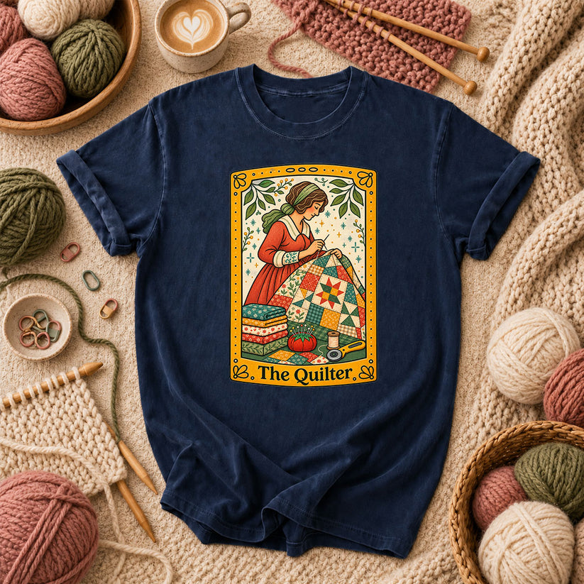 The Quilter Tarot Card T-Shirt - Navy