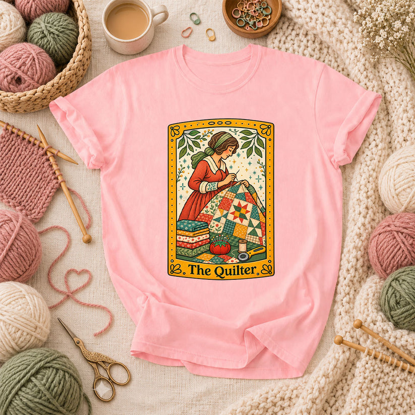 The Quilter Tarot Card T-Shirt - Pink