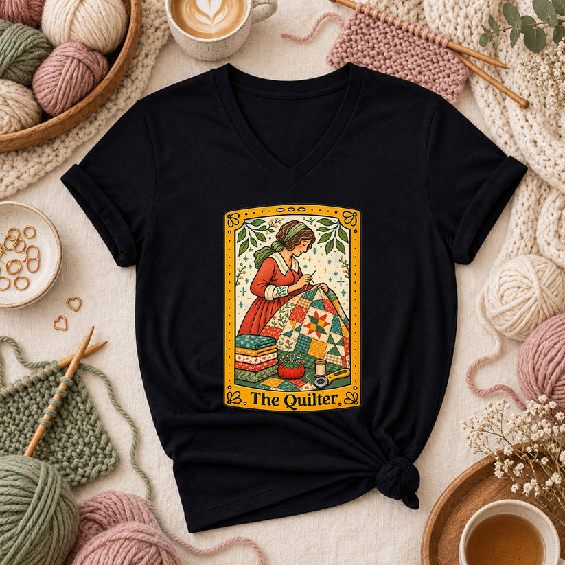 The Quilter Tarot Card Women's V-Neck - Black