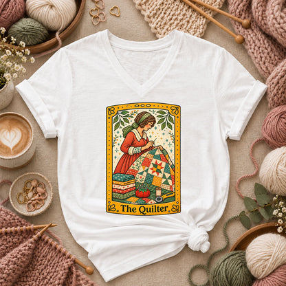 The Quilter Tarot Card Women's V-Neck - White