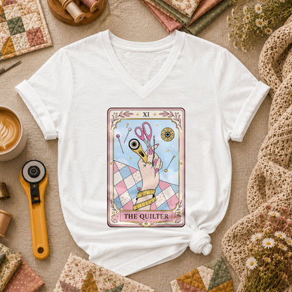 The Quilter Tarot Card XI Sewing Tools Women's V-Neck - White