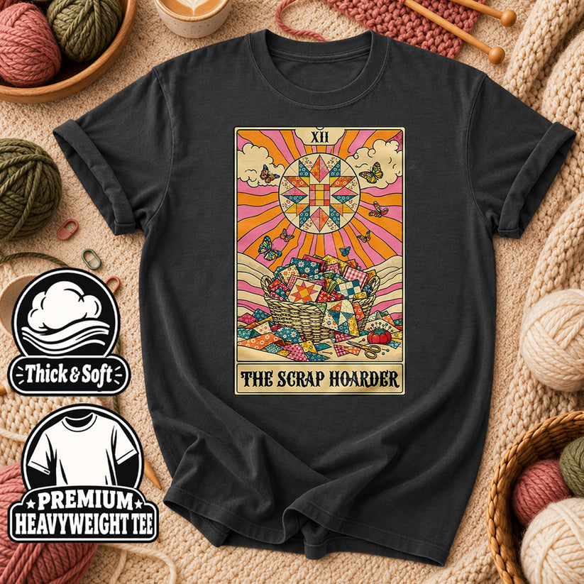 The Scrap Hoarder Tarot Card T-Shirt - Dark Heather Grey