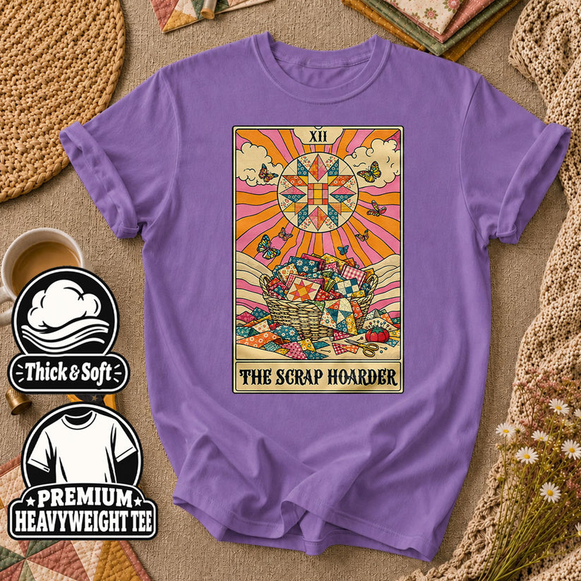 The Scrap Hoarder Tarot Card T-Shirt - Heather Team Purple