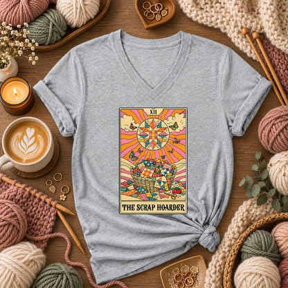 The Scrap Hoarder Tarot Card Women's V-Neck - Athletic Heather