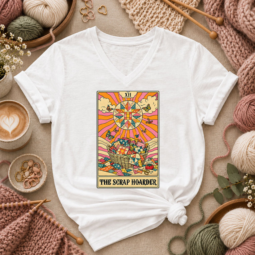 The Scrap Hoarder Tarot Card Women's V-Neck - White
