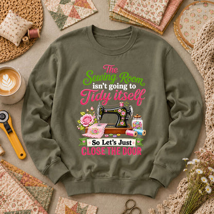The Sewing Room Isn't Going To Tidy Itself Long Sleeve - Military Green