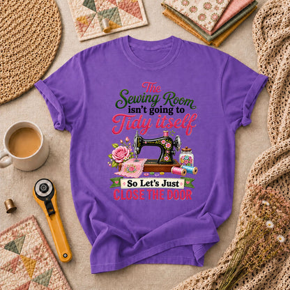 The Sewing Room Isn't Going To Tidy Itself T-Shirt - Heather Team Purple