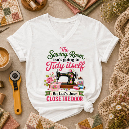 The Sewing Room Isn't Going To Tidy Itself Women's V-Neck - White