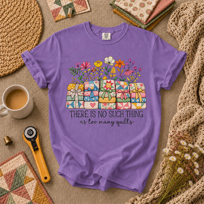 There Is No Such Thing As Too Many Quilts T-Shirt - Heather Team Purple