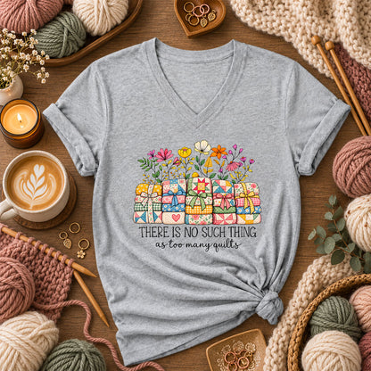 There Is No Such Thing As Too Many Quilts Women's V-Neck - Athletic Heather