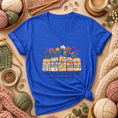 There Is No Such Thing As Too Many Quilts Women's V-Neck - Heather True Royal