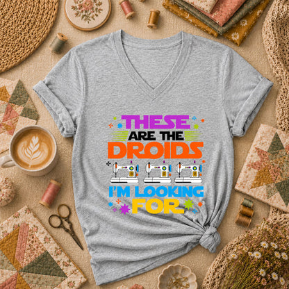These Are The Droids I'm Looking For Sewing Machine Women's V-Neck - Athletic Heather