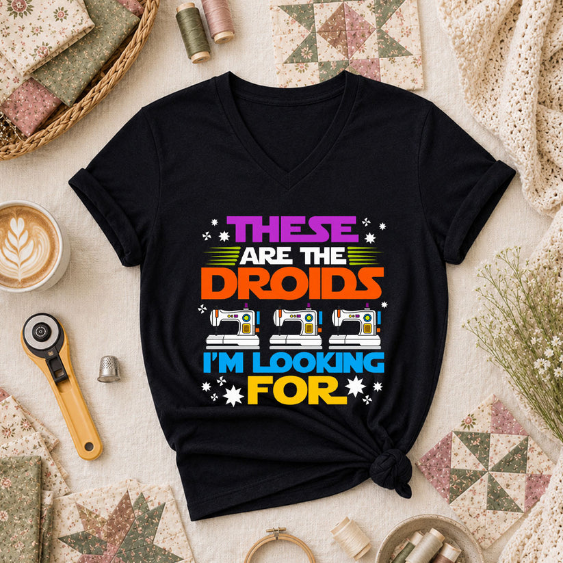 These Are The Droids I'm Looking For Sewing Machine Women's V-Neck - Black