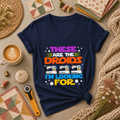 These Are The Droids I'm Looking For Sewing Machine Women's V-Neck - Navy