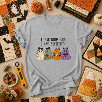 These Boos Are Hand-Stitched Ghost Halloween T-Shirt - Athletic Heather