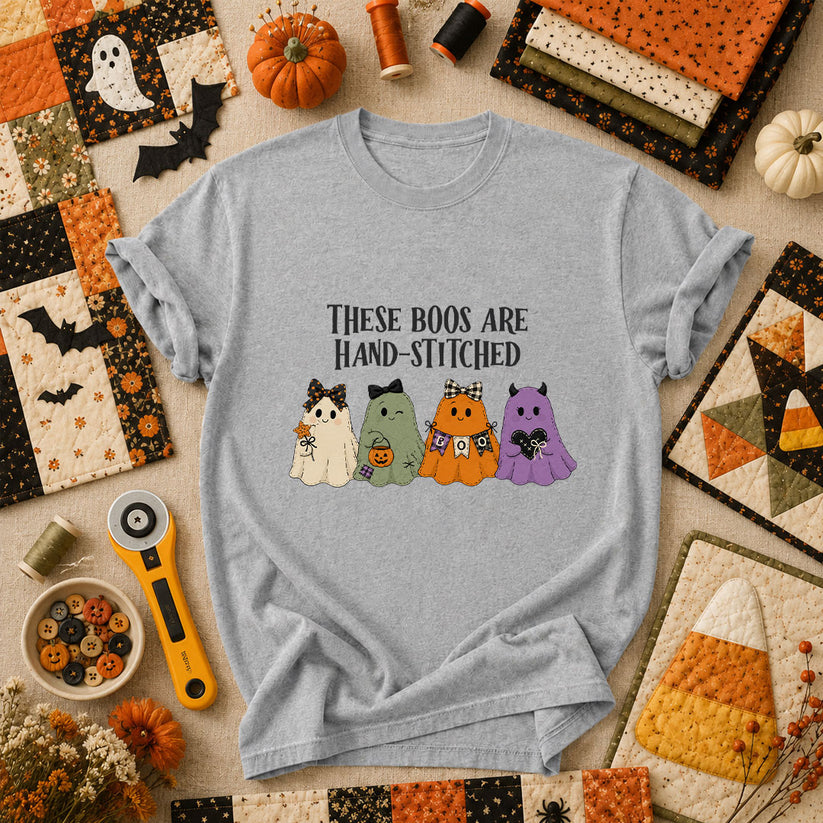 These Boos Are Hand-Stitched Ghost Halloween T-Shirt - Athletic Heather