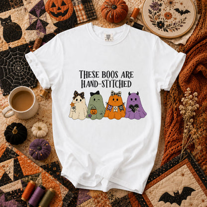 These Boos Are Hand-Stitched Ghost Halloween T-Shirt - White
